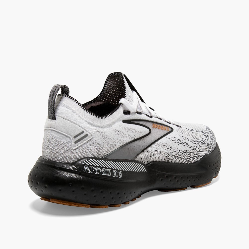 Chaussures Running Route Brooks Glycerin StealthFit GTS 21 Blanche Grise Noir Homme | CCC-0911065